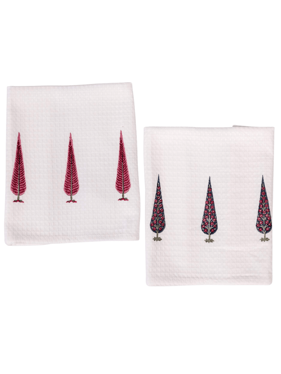 Ruby Cypress Waffle Hand Towels (Set of 2)
