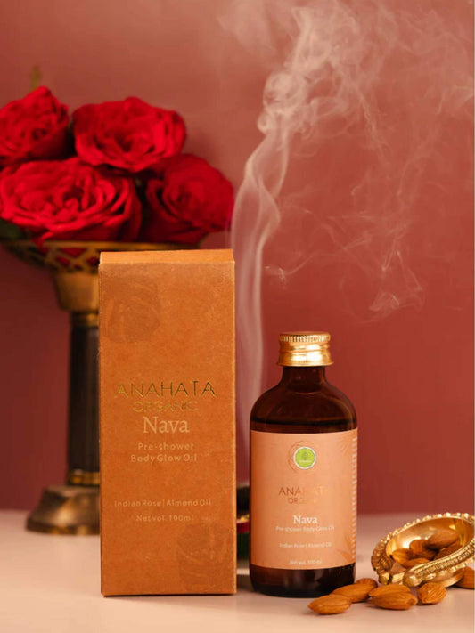 Nava Pre Shower Body Glow Oil Rose Almond 100ml