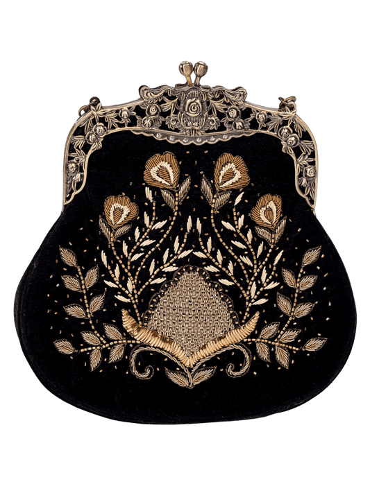 Antique Handle Handbag - Black