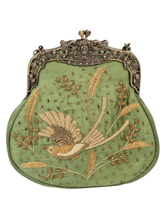 Antique Handle Handbag - Sage Green