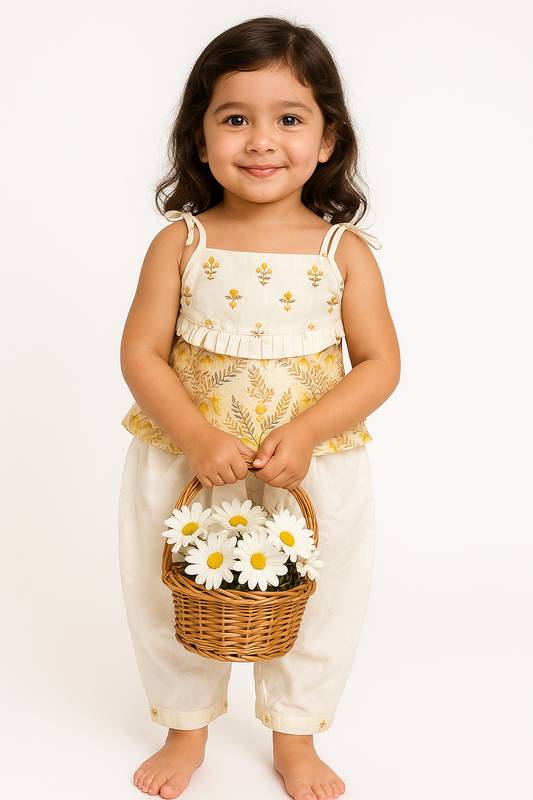 Girl Bloomingdale Top and Pants Set- Mustard