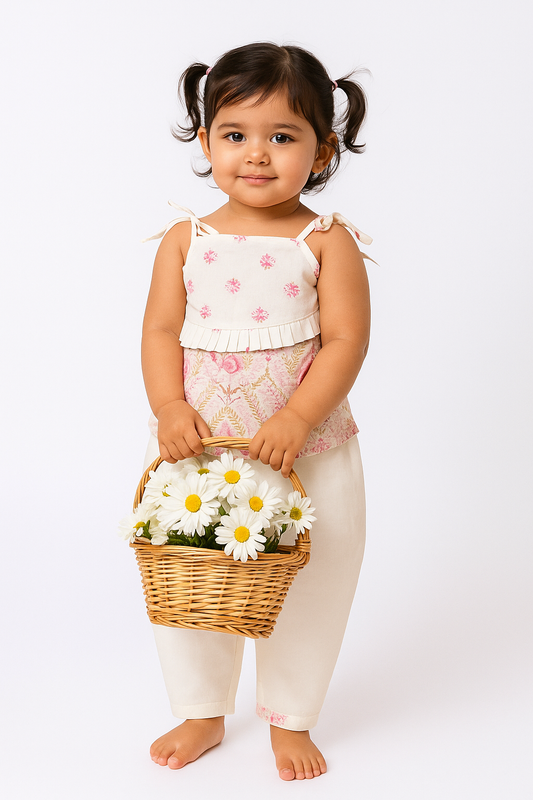 Girl Bloomingdale Top and Pants Set- Pink