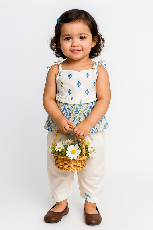 Girl Bloomingdale Top and Pants Set- Turquoise