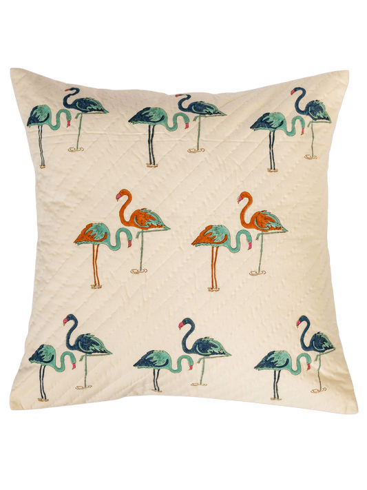 Flamingo Quilted Cushion Cover