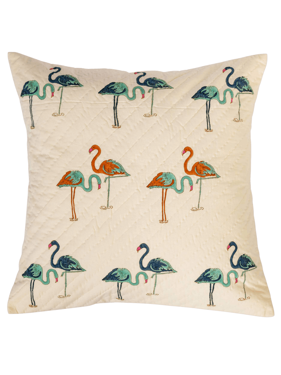 Flamingo Quilted Cushion Cover