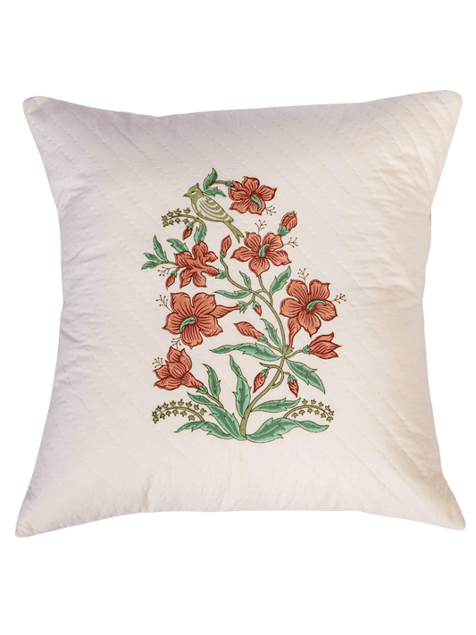 Terracotta Bloom Quilted Cushion Cover