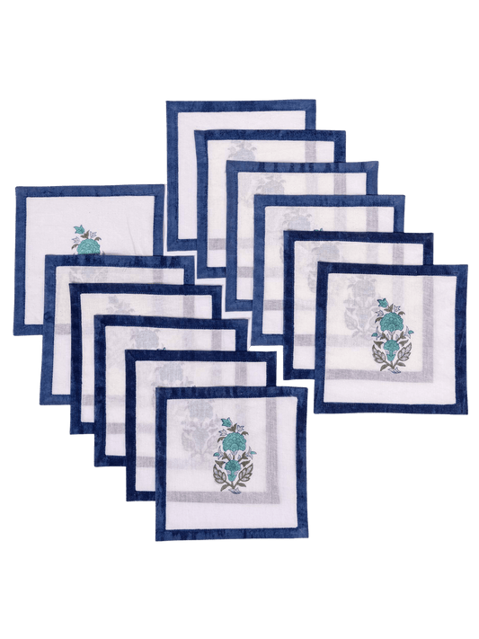 Indigo Blossom Cocktail Napkins (Set of 12)