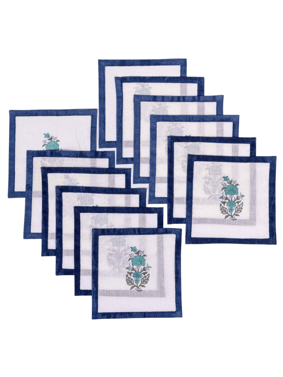 Indigo Blossom Cocktail Napkins (Set of 12)