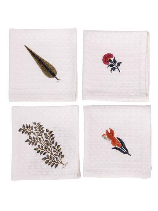 Botanical Quartet Waffle Face Towels (Set of 4)