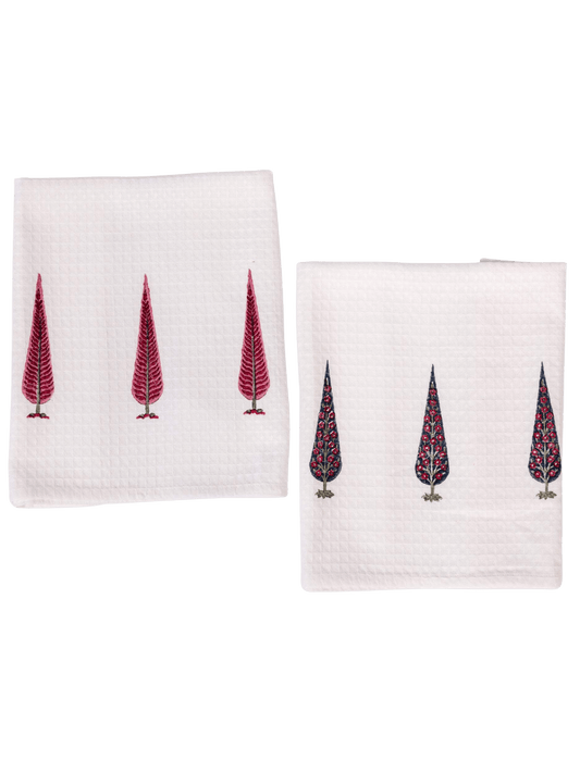 Ruby Cypress Waffle Hand Towels (Set of 2)