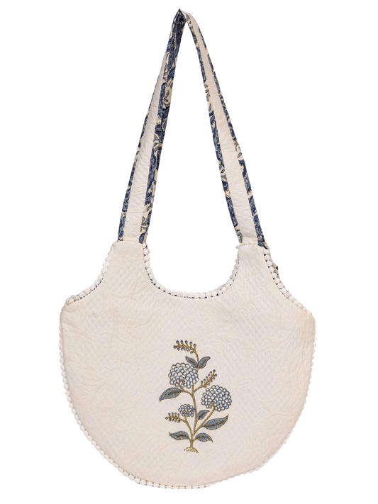 Indigo Bloom Round Tote