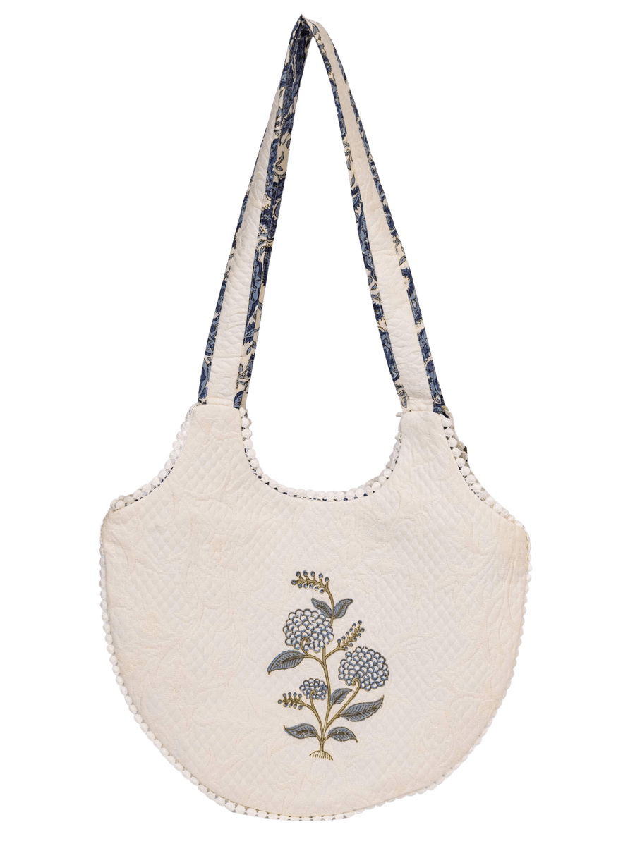 Indigo Bloom Round Tote