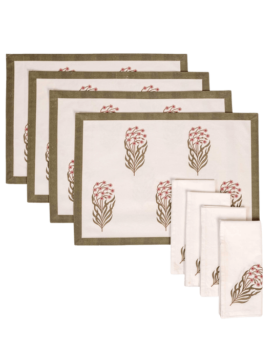 Berry & Olive Table Mat & Dinner Napkin Set