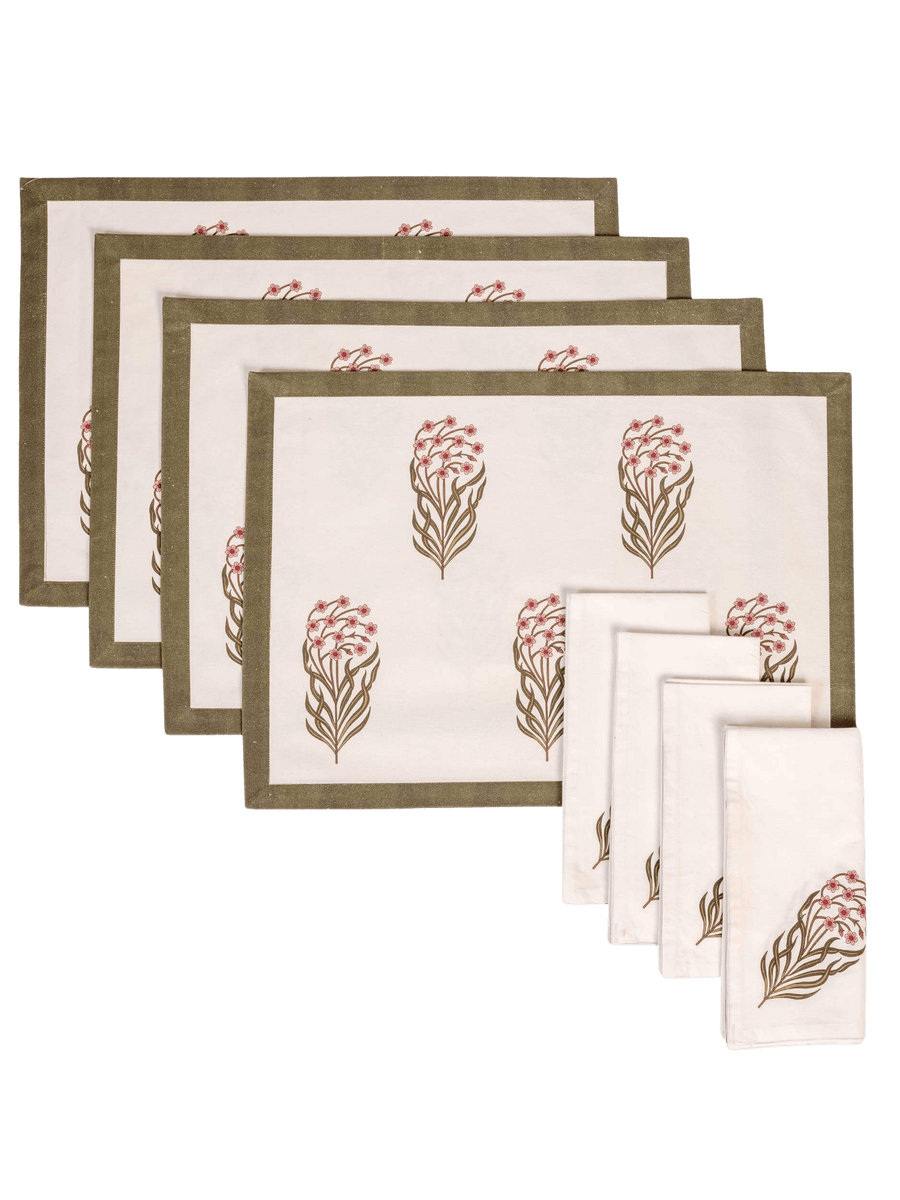 Berry & Olive Table Mat & Dinner Napkin Set