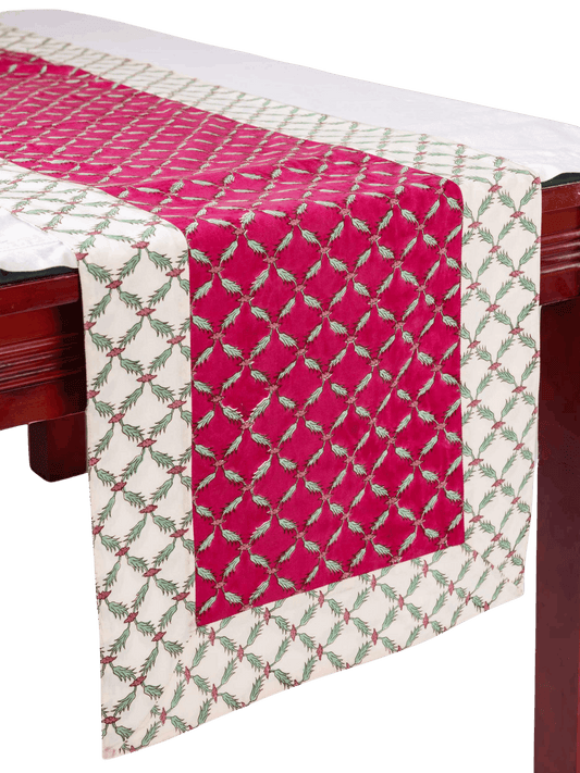 Fuchsia & Sage Reversible Table Runner