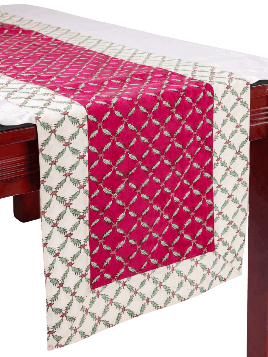 Fuchsia & Sage Reversible Table Runner