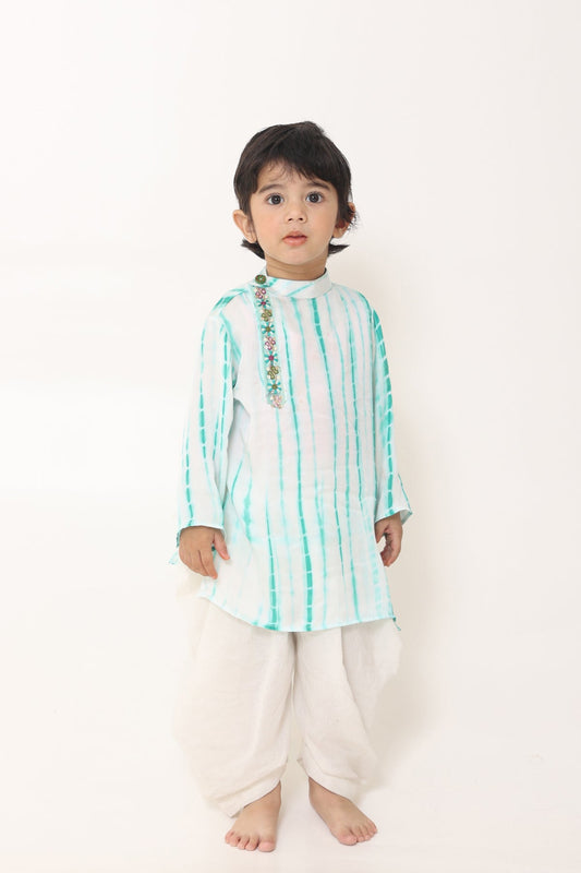Boy Tie & Dye print Kurta Set - Green